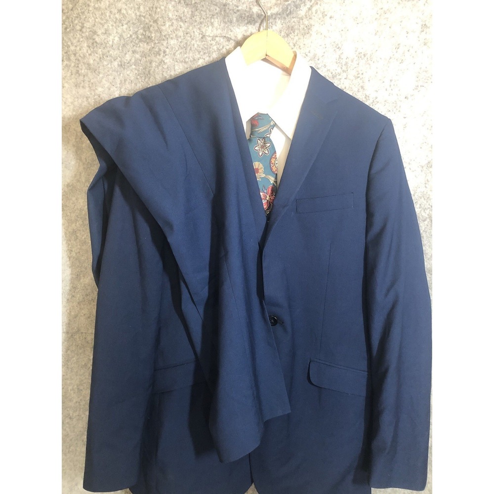 Kenneth Cole Reaction Suit Mens 40L Blue Business Career Technicole Pants 33